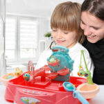 Fishing Kids Rotating Fish Game Plastic Parent-Child Interactive Table Games Hand-Eye Coordination Toys