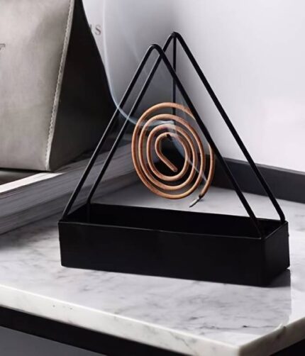 1pc Simple Triangle-shaped Iron Mosquito Coil Holder Creative Hanging Or Standing Incense Burner (Random Color) - Pack Of 1