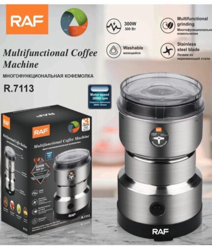 RAF R.7113 MULTI PURPOSE ELECTRIC COFFEE GRINDER AUTOMATIC COFFEE SPICE BEAN GRINDER STAINLESS STEEL