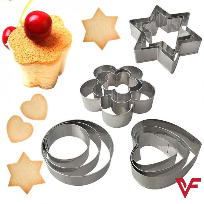 12-Piece Stainless Steel Cookie Cutter Set – DIY Baking Molds in Star, Heart & Various Shapes – Multi-Purpose Kitchen Tools for Cookies, Cakes, Fried Eggs & More