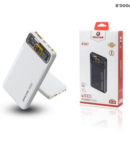 MAXON M-08  8000MAH Power Bank ,2.1A Output,Type C And Micro Input (random color)