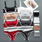 Women's Seamless Tube Top & Thong Sports Bra Set with Adjustable Buckle & Stylish Design