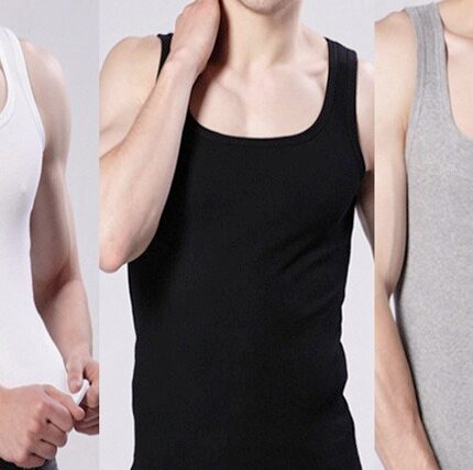 Pack of Six Men's Athletic Vests - 100% Cotton, Export Quality, High Standard - White Black Grey, M